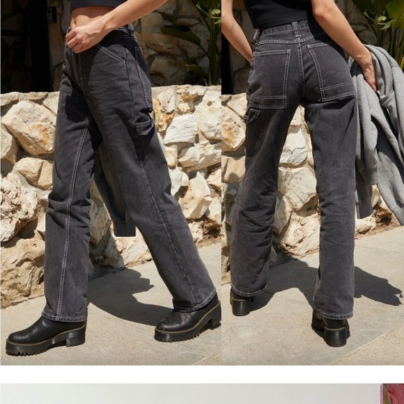 Brandy Melville J. Galt Carpenter Straight Leg Jeans with Contrast Stitching - Picture 2 of 11